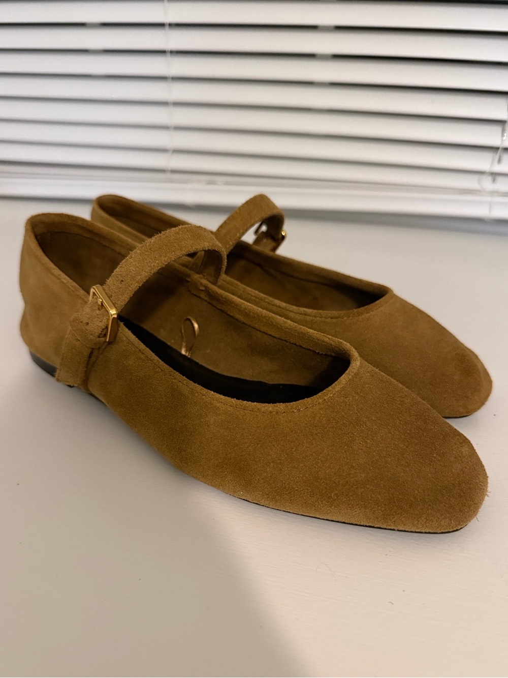 Zara Suede Ballet Flats Dark Tan Size 7.5 - Picture 3 of 6